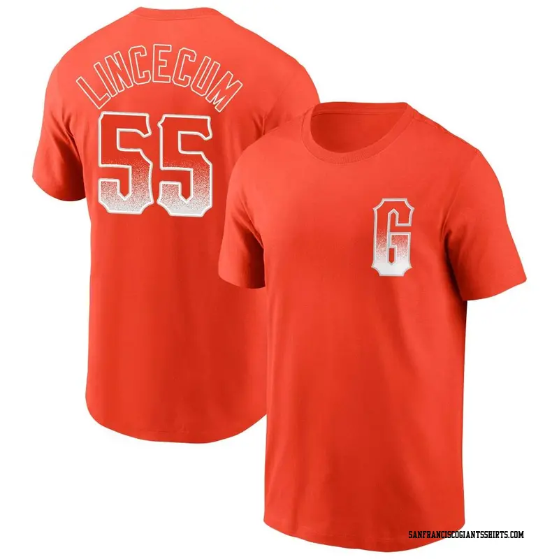 Men's San Francisco Giants ＃55 Tim Lincecum Orange City Connect Name & Number T-Shirt