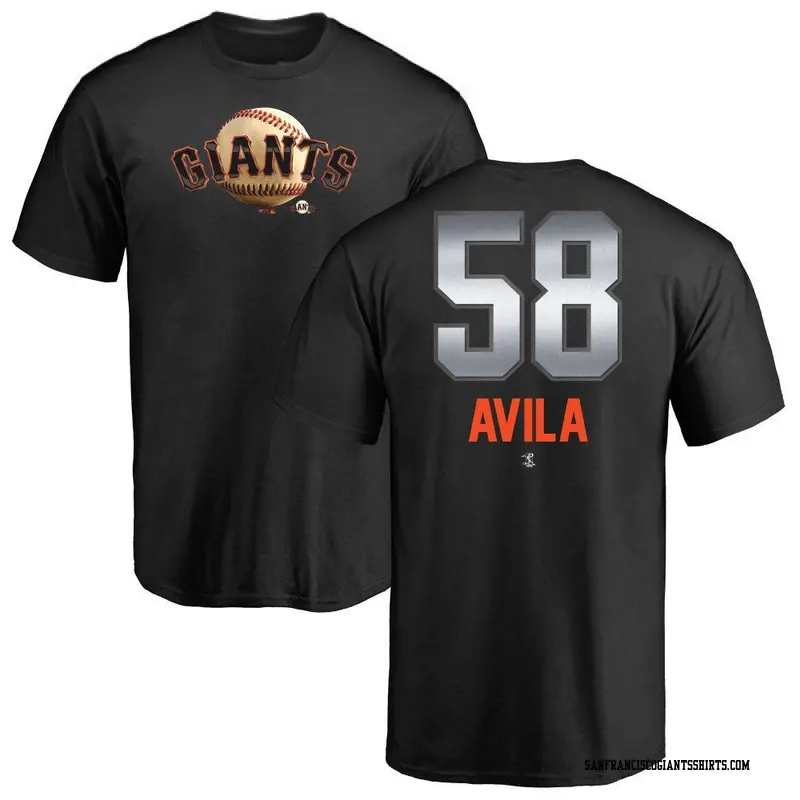 Men's San Francisco Giants ＃58 Nick Avila Black Midnight Mascot T-Shirt