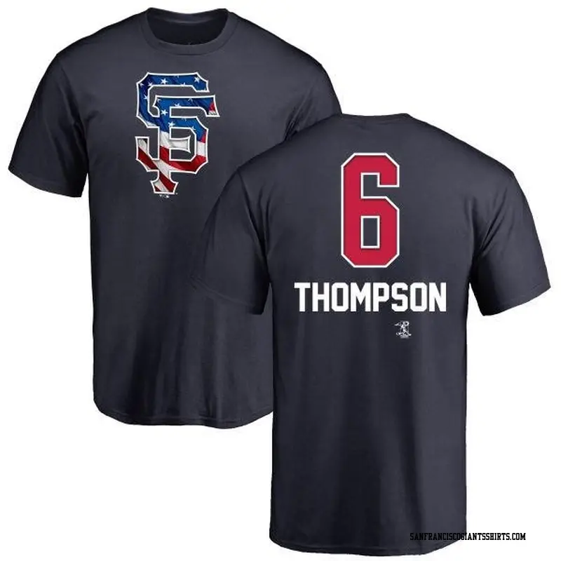 Men's San Francisco Giants ＃6 Robby Thompson Navy Branded Name and Number Banner Wave T-Shirt