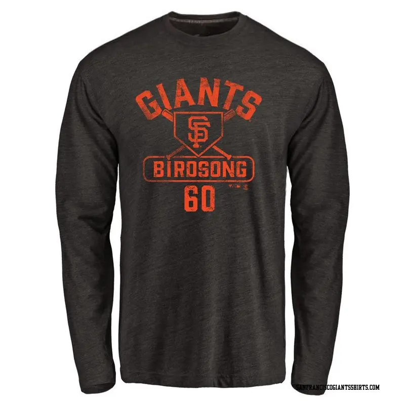 Men's San Francisco Giants ＃60 Hayden Birdsong Black Base Runner Long Sleeve T-Shirt