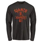 Men's San Francisco Giants ＃61 Thomas Szapucki Black Branded Base Runner Long Sleeve T-Shirt