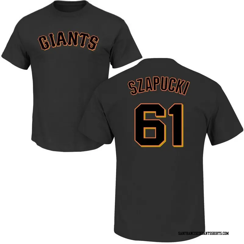 Men's San Francisco Giants ＃61 Thomas Szapucki Black Roster Name & Number T-Shirt