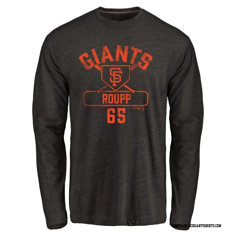 Men's San Francisco Giants ＃65 Landen Roupp Black Base Runner Long Sleeve T-Shirt