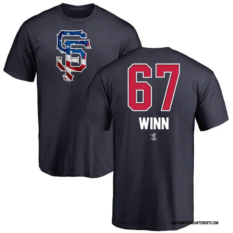 Men's San Francisco Giants ＃67 Keaton Winn Navy Branded Name and Number Banner Wave T-Shirt