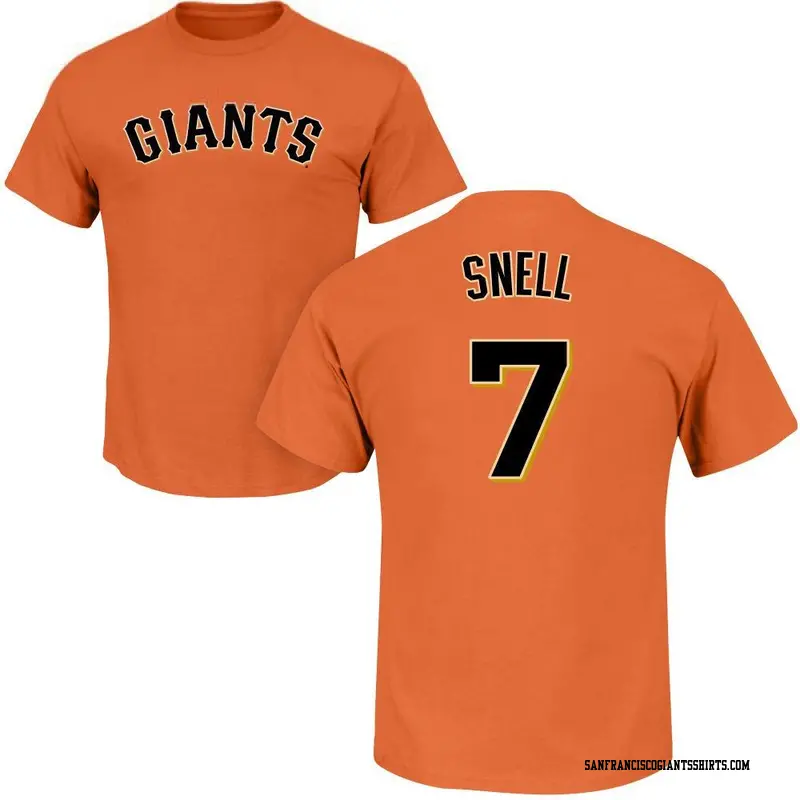 Men's San Francisco Giants ＃7 Blake Snell Orange Roster Name & Number T-Shirt