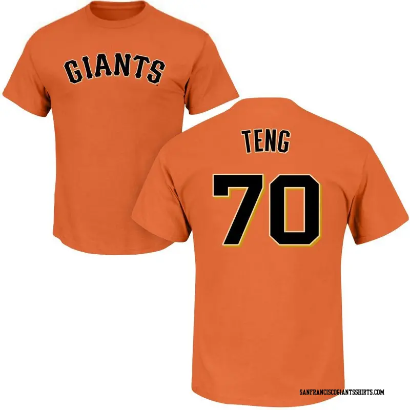 Men's San Francisco Giants ＃70 Kai-Wei Teng Orange Roster Name & Number T-Shirt