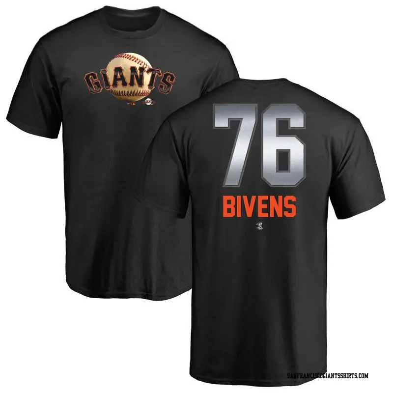 Men's San Francisco Giants ＃76 Spencer Bivens Black Midnight Mascot T-Shirt