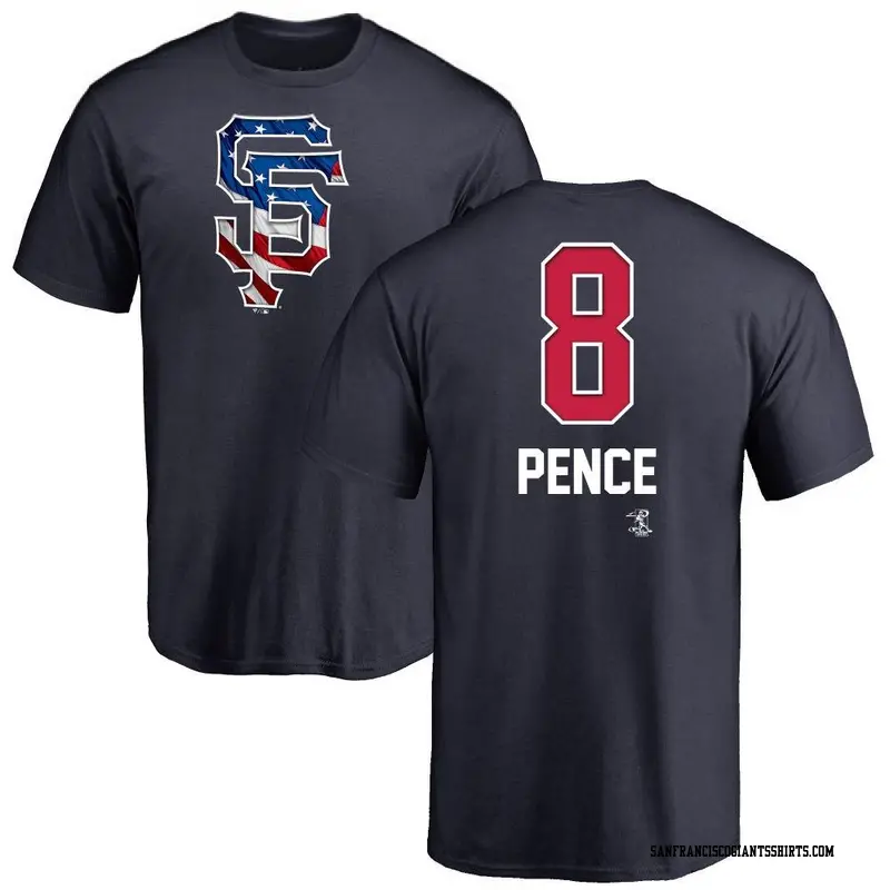 Men's San Francisco Giants ＃8 Hunter Pence Navy Branded Name and Number Banner Wave T-Shirt