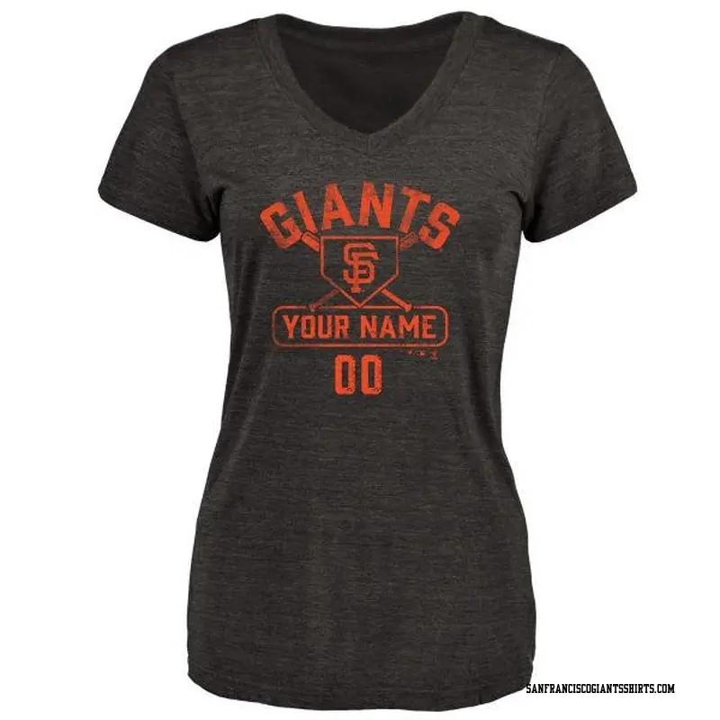 Women's San Francisco Giants ＃00 Custom Black Branded Base Runner T-Shirt