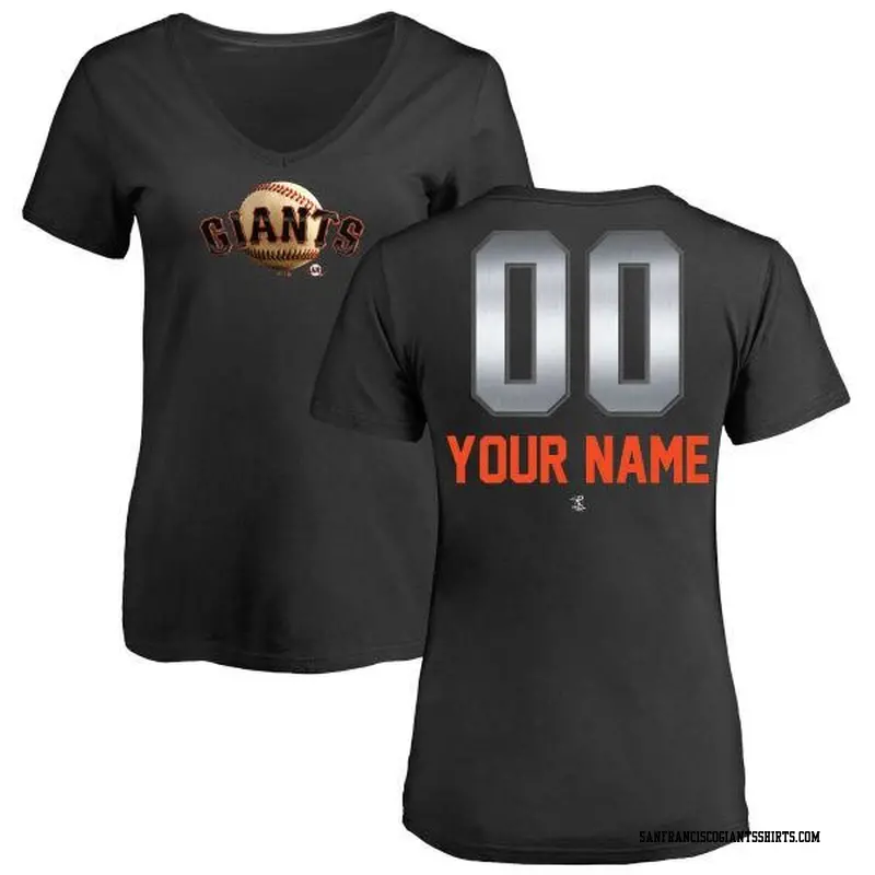 Women's San Francisco Giants ＃00 Custom Black Branded Midnight Mascot V-Neck T-Shirt