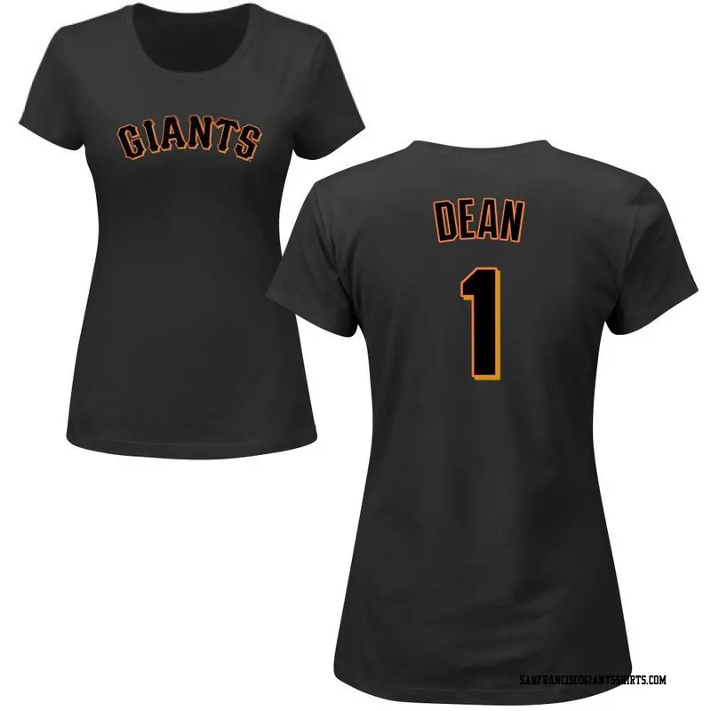 Women's San Francisco Giants ＃1 Austin Dean Black Roster Name & Number T-Shirt