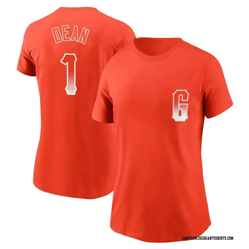 Women's San Francisco Giants ＃1 Austin Dean Orange City Connect Name & Number T-Shirt