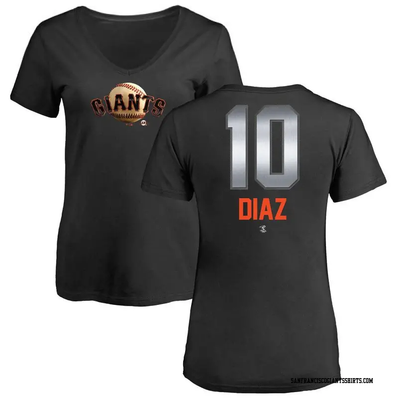 Women's San Francisco Giants ＃10 Isan Diaz Black Branded Midnight Mascot V-Neck T-Shirt