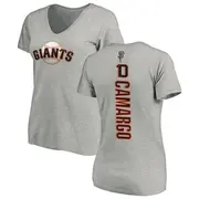 Women's San Francisco Giants ＃10 Johan Camargo Ash Backer Slim Fit T-Shirt