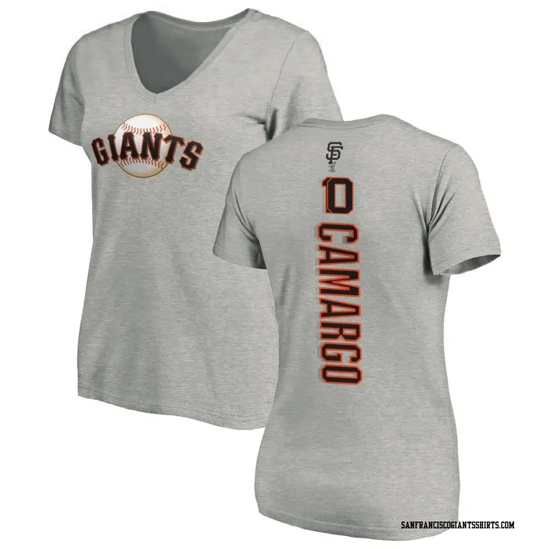 Women's San Francisco Giants ＃10 Johan Camargo Ash Backer Slim Fit T-Shirt