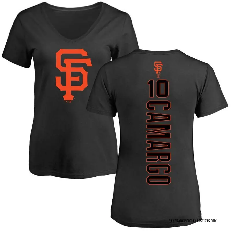 Women's San Francisco Giants ＃10 Johan Camargo Black Backer Slim Fit T-Shirt