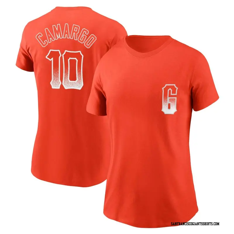 Women's San Francisco Giants ＃10 Johan Camargo Orange City Connect Name & Number T-Shirt