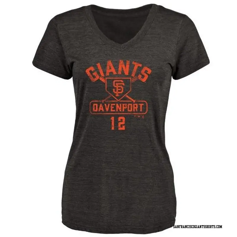 Women's San Francisco Giants ＃12 Jim Davenport Black Branded Base Runner T-Shirt