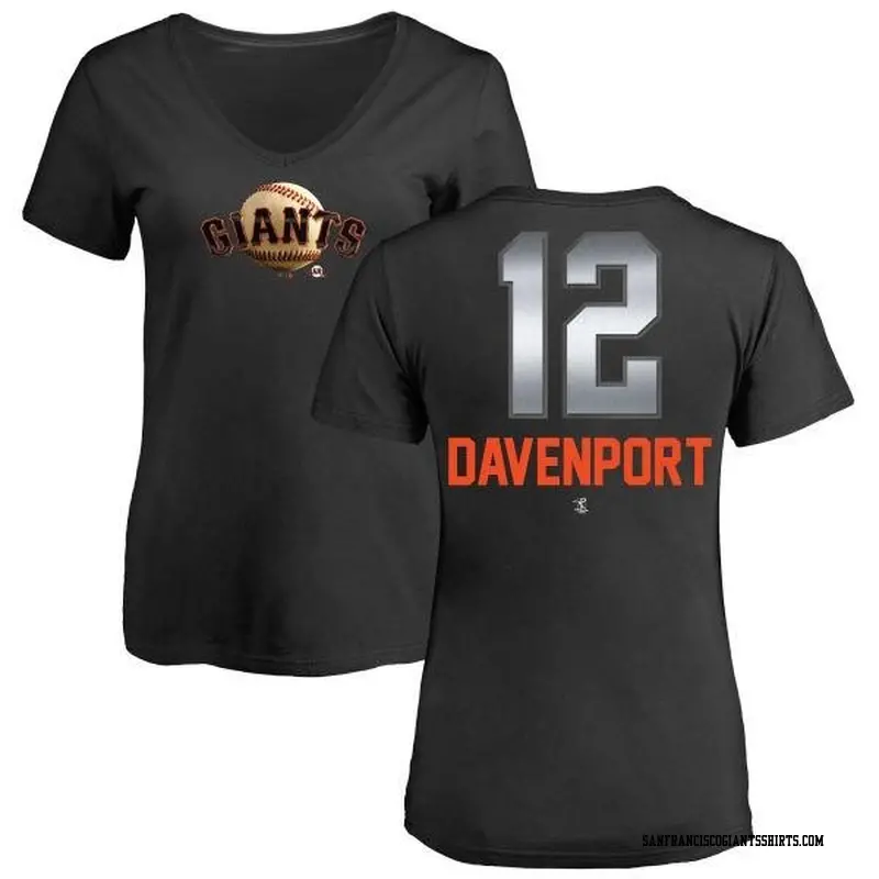 Women's San Francisco Giants ＃12 Jim Davenport Black Branded Midnight Mascot V-Neck T-Shirt