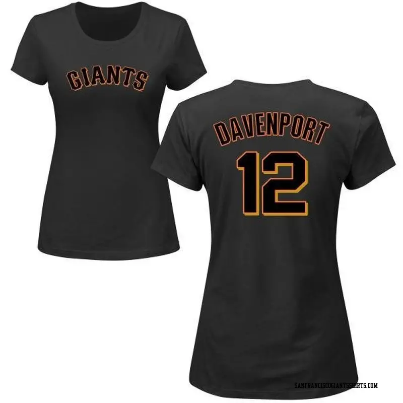 Women's San Francisco Giants ＃12 Jim Davenport Black Roster Name & Number T-Shirt