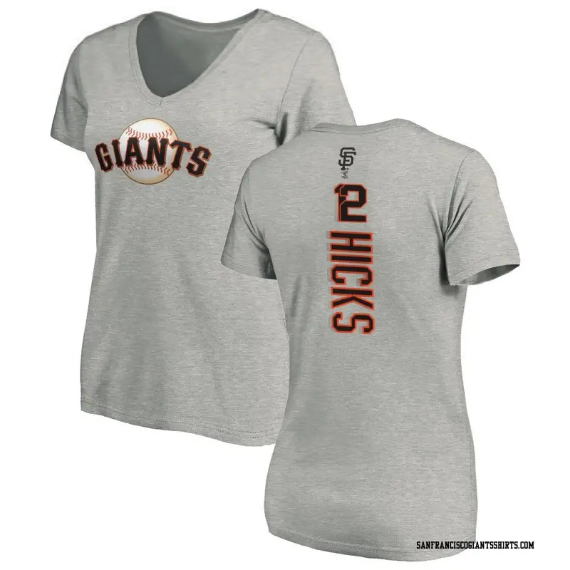 Women's San Francisco Giants ＃12 Jordan Hicks Ash Backer Slim Fit T-Shirt