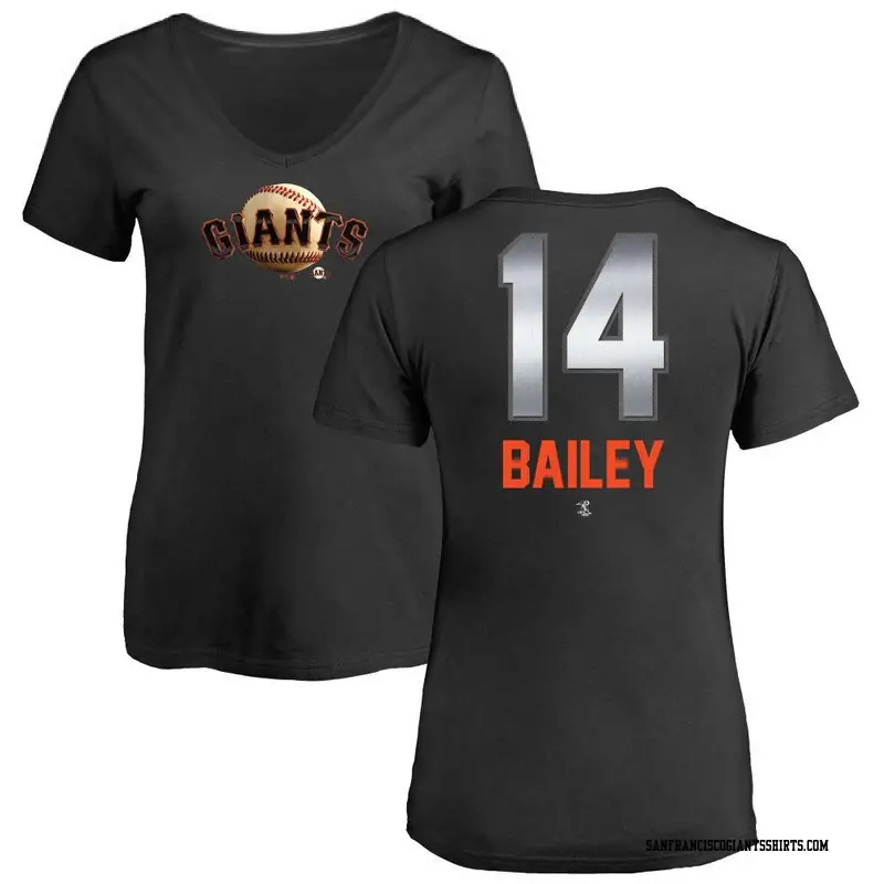 Women's San Francisco Giants ＃14 Patrick Bailey Black Branded Midnight Mascot V-Neck T-Shirt