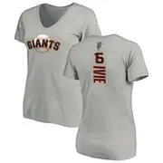 Women's San Francisco Giants ＃15 Mike Ivie Ash Backer Slim Fit T-Shirt