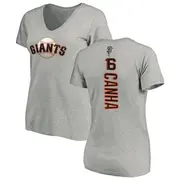 Women's San Francisco Giants ＃16 Mark Canha Ash Backer Slim Fit T-Shirt