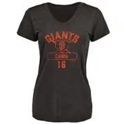 Women's San Francisco Giants ＃16 Mark Canha Black Base Runner T-Shirt