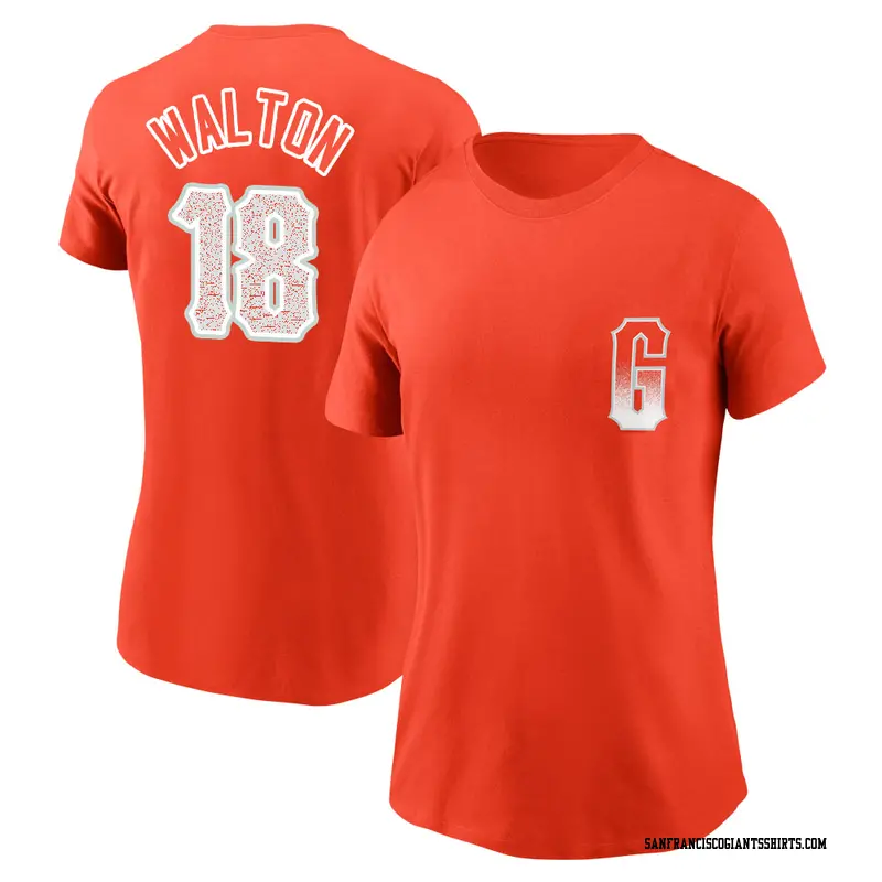 Women's San Francisco Giants ＃18 Donovan Walton Orange City Connect Name & Number T-Shirt