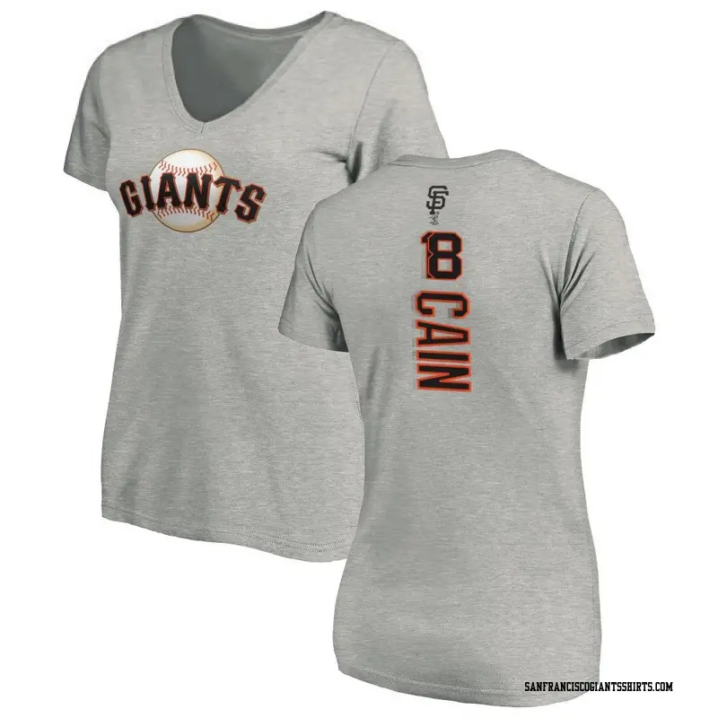 Women's San Francisco Giants ＃18 Matt Cain Ash Backer Slim Fit T-Shirt