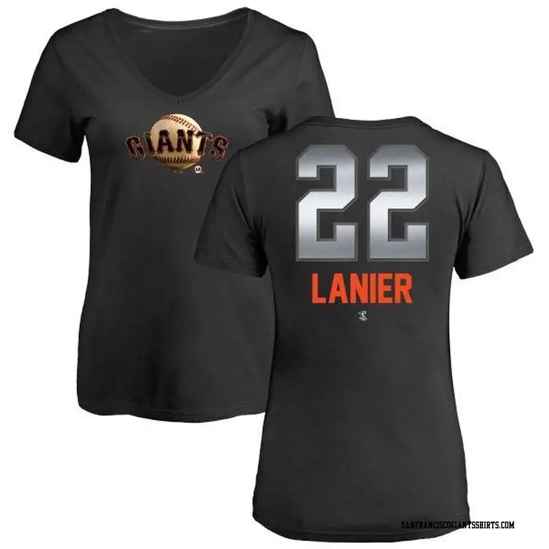 Women's San Francisco Giants ＃22 Hal Lanier Black Branded Midnight Mascot V-Neck T-Shirt