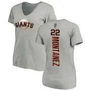 Women's San Francisco Giants ＃22 Willie Montanez Ash Backer Slim Fit T-Shirt