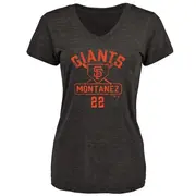 Women's San Francisco Giants ＃22 Willie Montanez Black Branded Base Runner T-Shirt