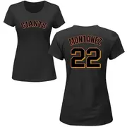 Women's San Francisco Giants ＃22 Willie Montanez Black Roster Name & Number T-Shirt