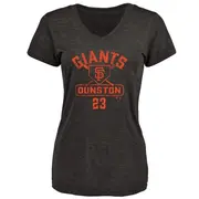 Women's San Francisco Giants ＃23 Shawon Dunston Black Branded Base Runner T-Shirt