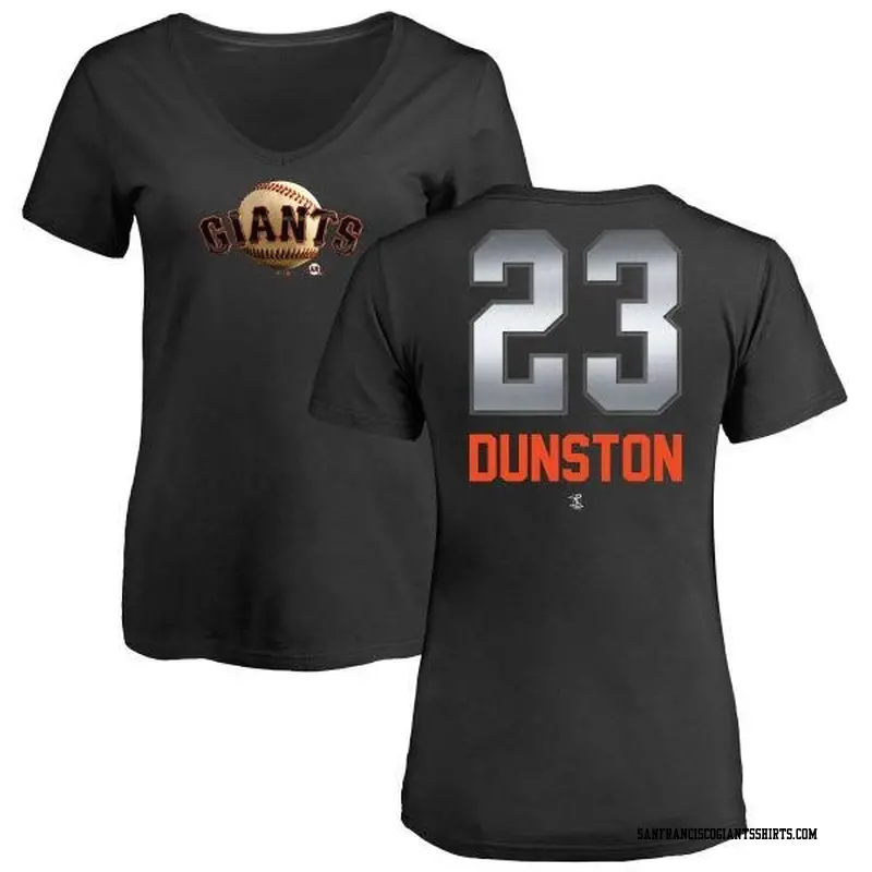 Women's San Francisco Giants ＃23 Shawon Dunston Black Branded Midnight Mascot V-Neck T-Shirt