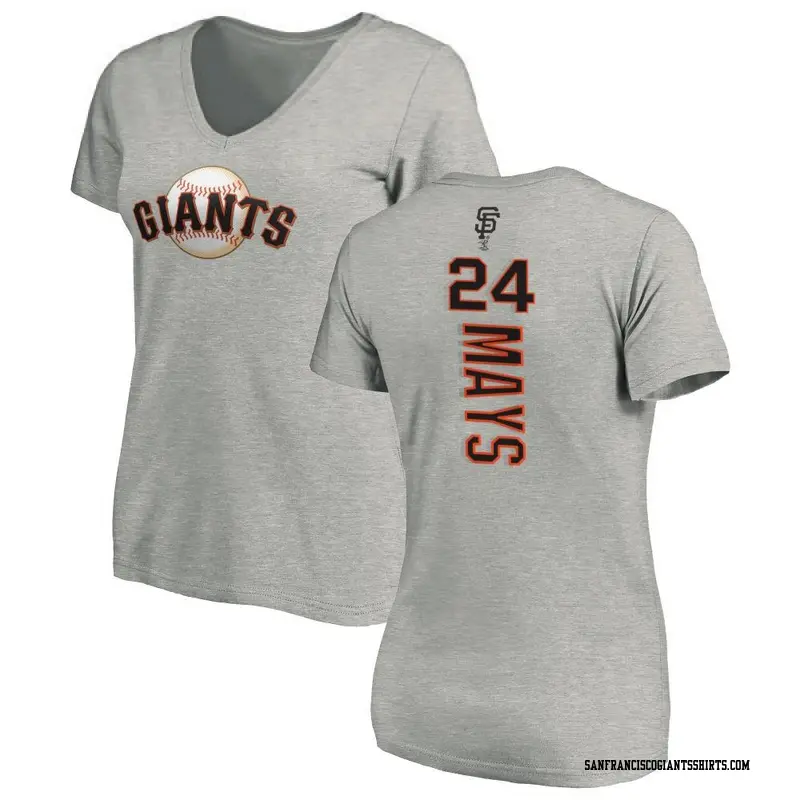 Women's San Francisco Giants ＃24 Willie Mays Ash Backer Slim Fit T-Shirt