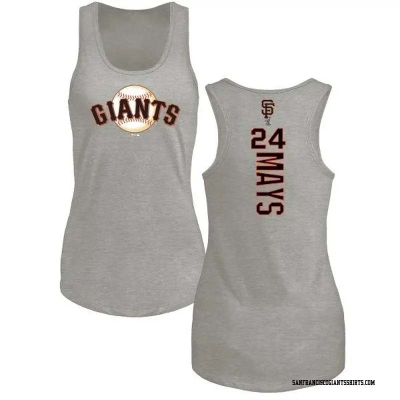 Women's San Francisco Giants ＃24 Willie Mays Ash Branded Backer Tank Top