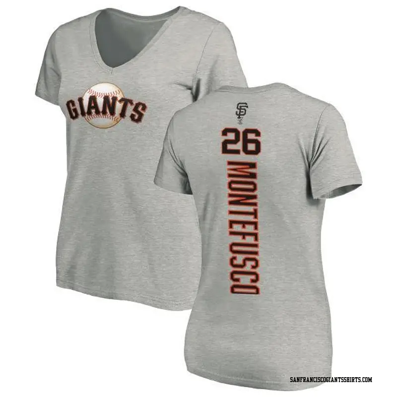 Women's San Francisco Giants ＃26 John Montefusco Ash Backer Slim Fit T-Shirt