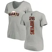 Women's San Francisco Giants ＃26 TJ Hopkins Ash Backer Slim Fit T-Shirt