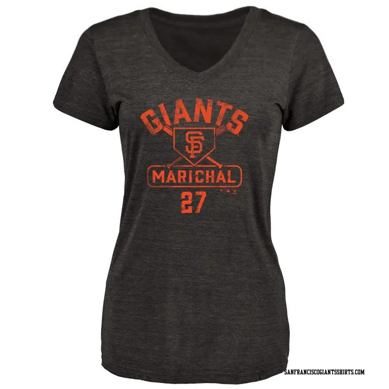 Women's San Francisco Giants ＃27 Juan Marichal Black Base Runner T-Shirt