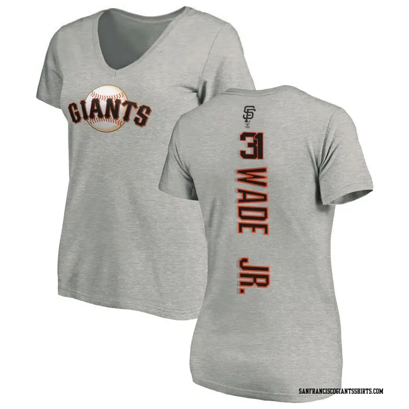 Women's San Francisco Giants ＃31 LaMonte Wade Jr. Ash Backer Slim Fit T-Shirt