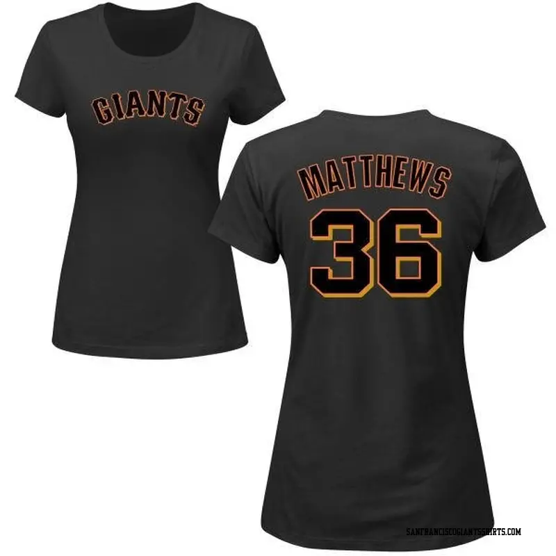 Women's San Francisco Giants ＃36 Gary Matthews Black Roster Name & Number T-Shirt