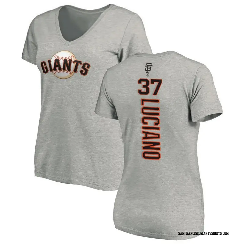 Women's San Francisco Giants ＃37 Marco Luciano Ash Backer Slim Fit T-Shirt