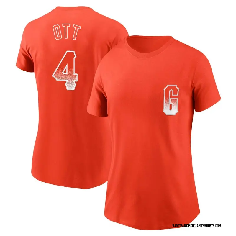 Women's San Francisco Giants ＃4 Mel Ott Orange City Connect Name & Number T-Shirt