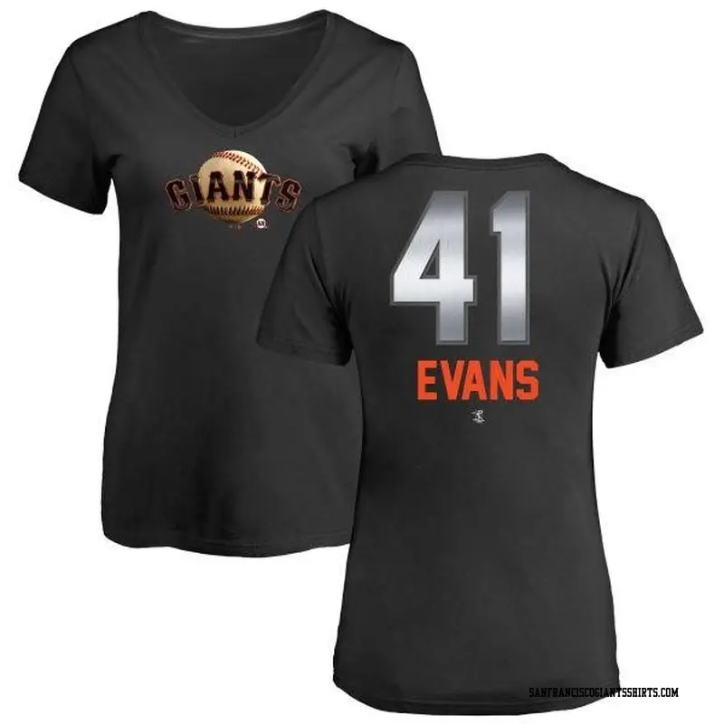 Women's San Francisco Giants ＃41 Darrell Evans Black Branded Midnight Mascot V-Neck T-Shirt