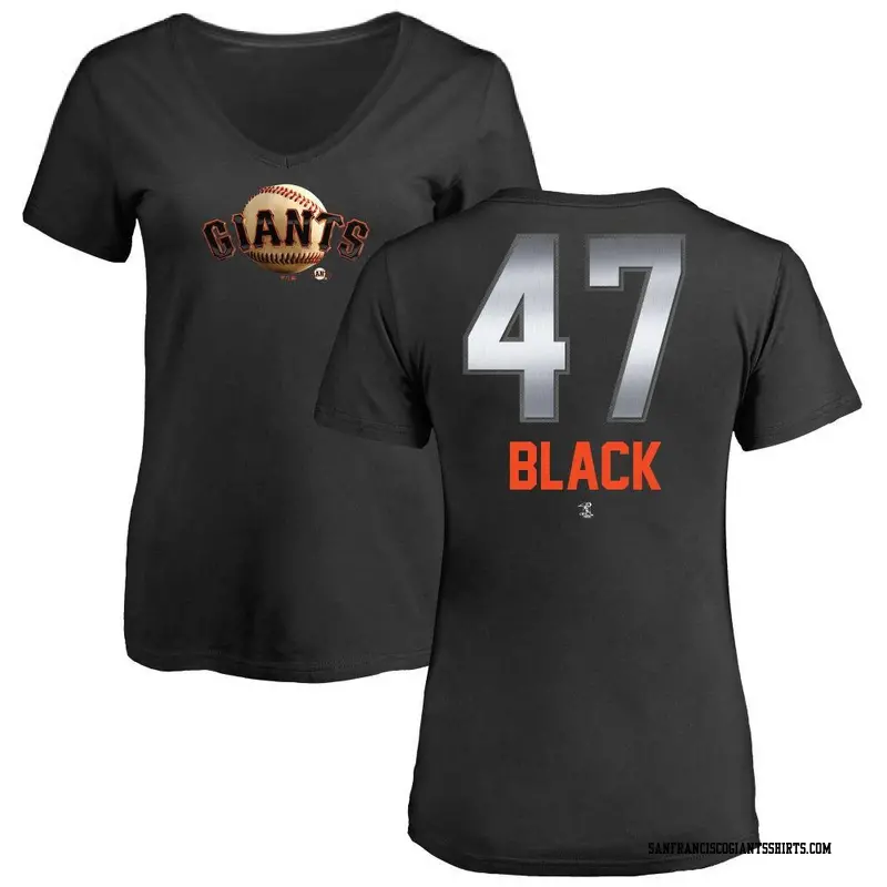 Women's San Francisco Giants ＃47 Mason Black Black Mason Midnight Mascot V-Neck T-Shirt