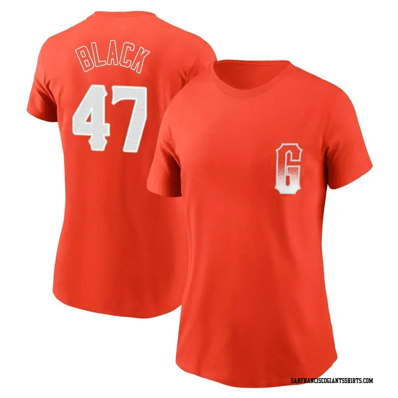 Women's San Francisco Giants ＃47 Mason Black Orange City Connect Name & Number T-Shirt