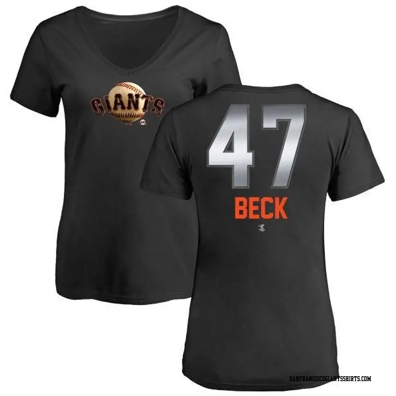 Women's San Francisco Giants ＃47 Rod Beck Black Branded Midnight Mascot V-Neck T-Shirt